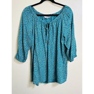 Great Northwest Indigo Women's Peasant BOHO 3/4 Sleeve Oversized Blouse Size S